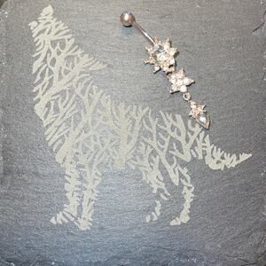 Stainless Steel Starburst Star Belly Ring Rose Gold